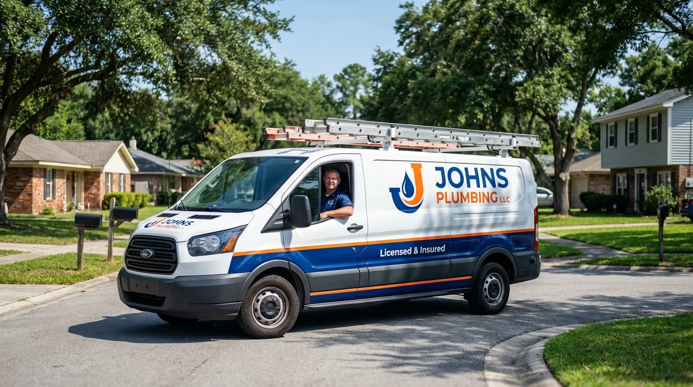 Johns Plumbing LLC service van in Portland, IN